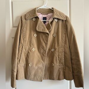 GAP Tan Corduroy Pea Coat Size Medium